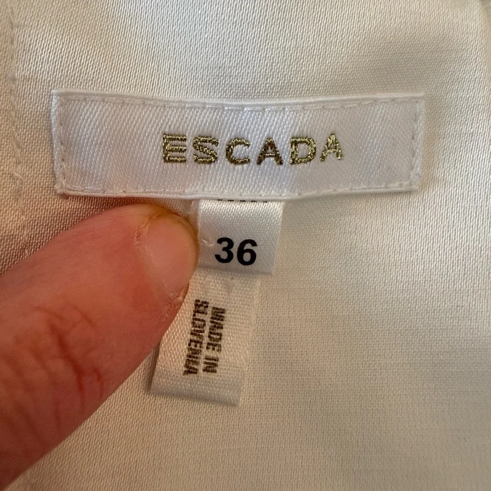 Escada Black and White Strapless Colorblock Sheath Dress